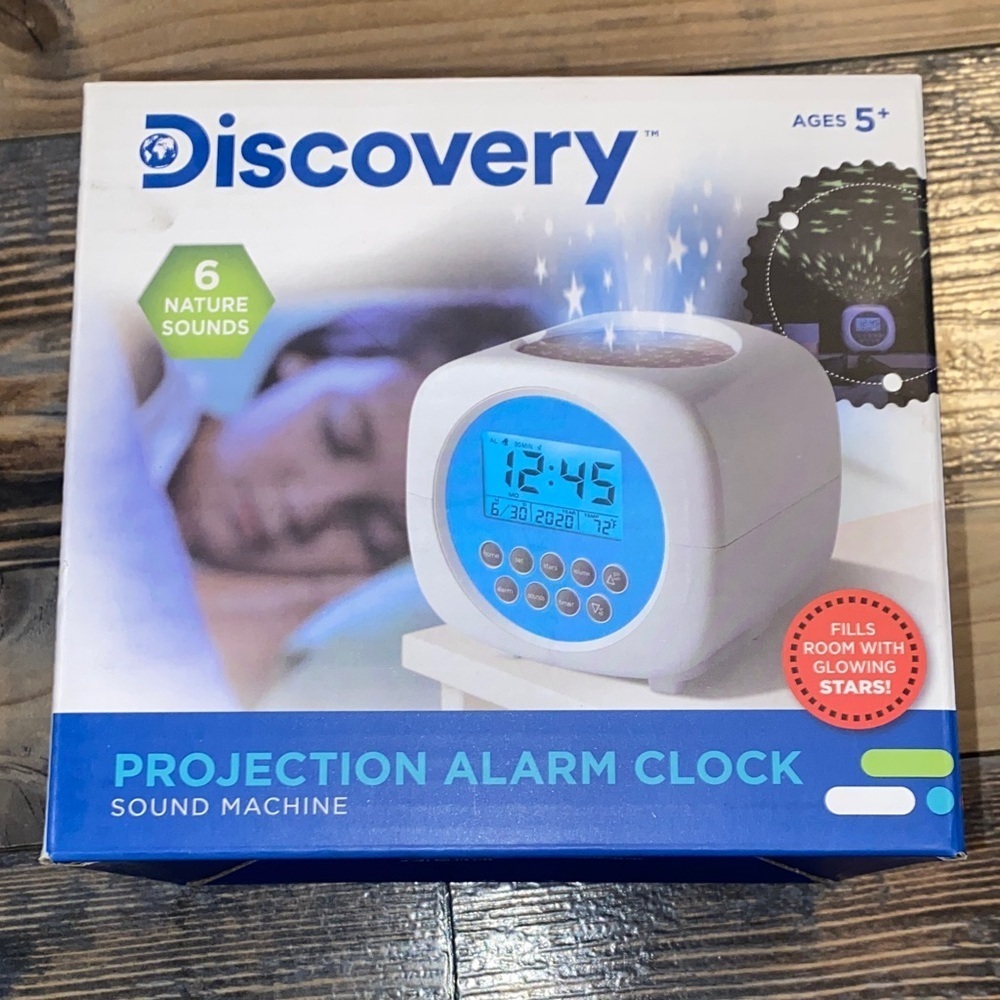 NIB Discovery Blue and White Projection Alarm Clock
